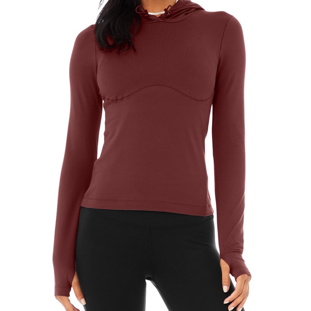 Alosoft Hooded Runner Long Sleeve Jacket in Cranberry by Alo Yoga